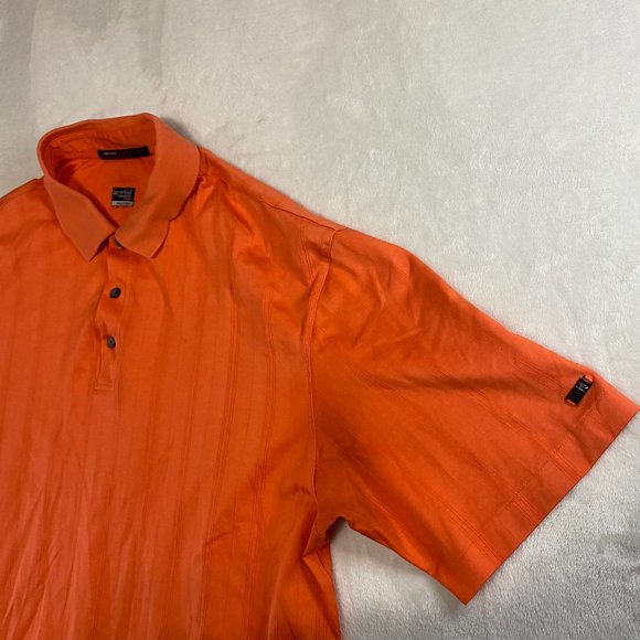 Nike FIT DRY-Tiger Woods Collection Golf Polo Large Orange Button Up Shirt L - Picture 2 of 10